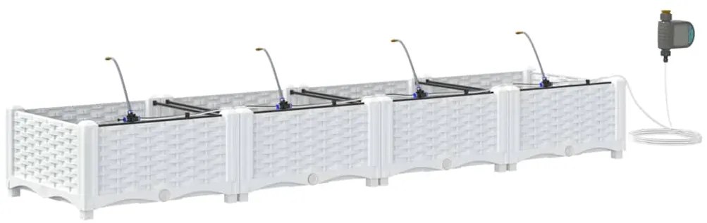 vidaXL Ζαρντινιέρες κήπου Λευκό 160 x 40 x 22 cm Ατσάλι