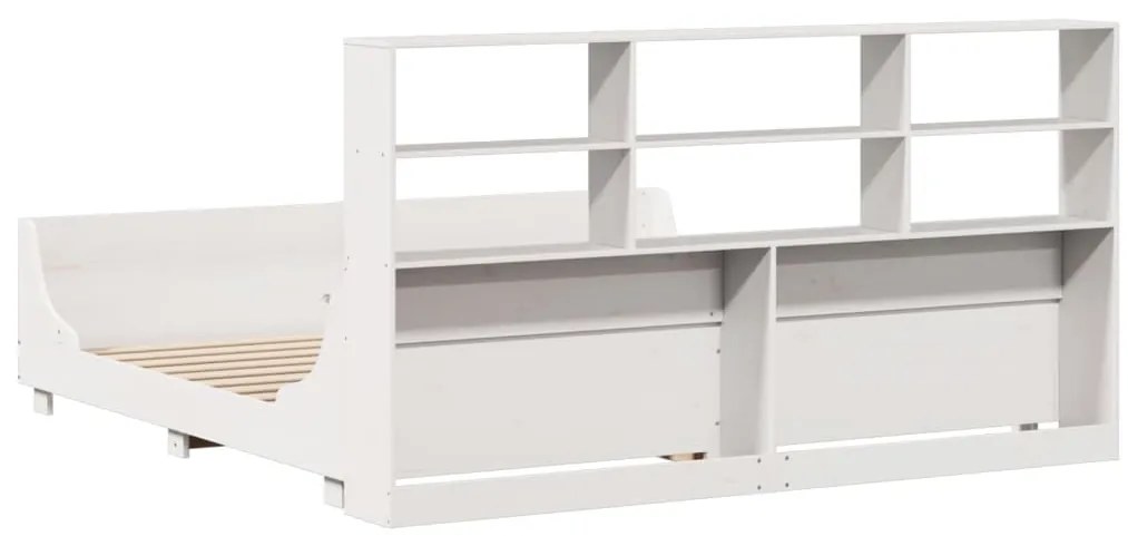 vidaXL Κρεβάτι Βιβλιοθήκη Χωρίς Στρώμα Λευκό 180x200 εκ Μασίφ Ξύλο