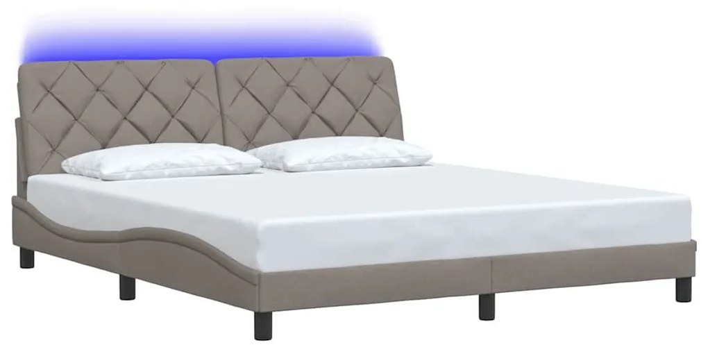 vidaXL Πλαίσιο κρεβατιού με LED χωρίς στρώμα Taupe 180x200 cm Ύφασμα