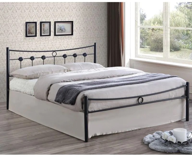 DUGAN Κρεβάτι Διπλό, για Στρώμα 140x190cm, Μέταλλο Βαφή Μαύρo