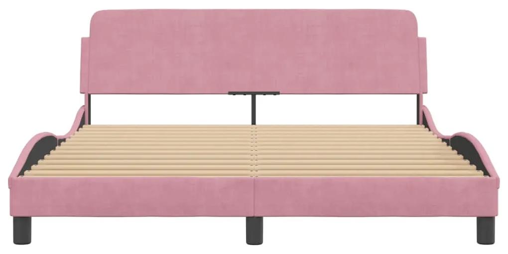 vidaXL Πλαίσιο Κρεβατιού με Κεφαλάρι Ροζ 160x200 εκ. Βελούδινο