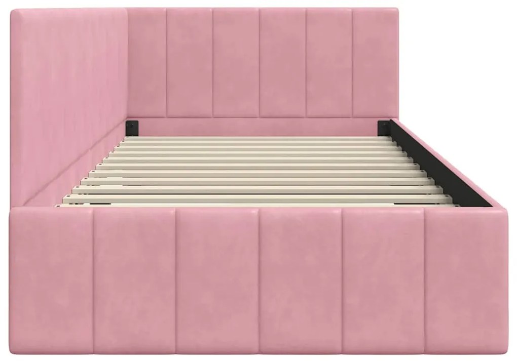 vidaXL Κρεβάτι Γωνίας με κεφαλάρι Ροζ 90 x 190 cm Βελούδο