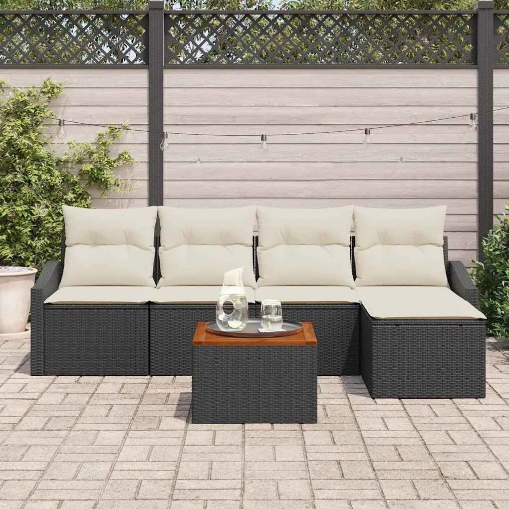 vidaXL Σετ Καναπέ Κήπου με μαξιλάρι 6 pcs Μαύρο Πολυ ράταν