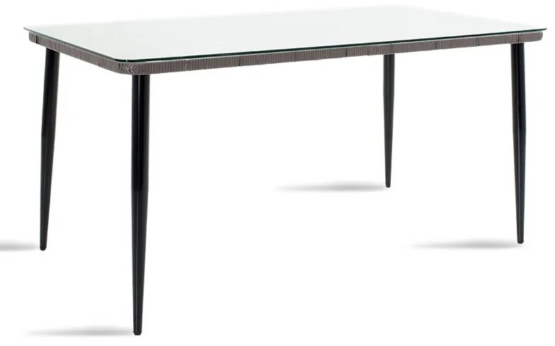 Τραπέζι Naoki pakoworld μέταλλο μαύρο-pe γκρι-γυαλί 160x90x78εκ