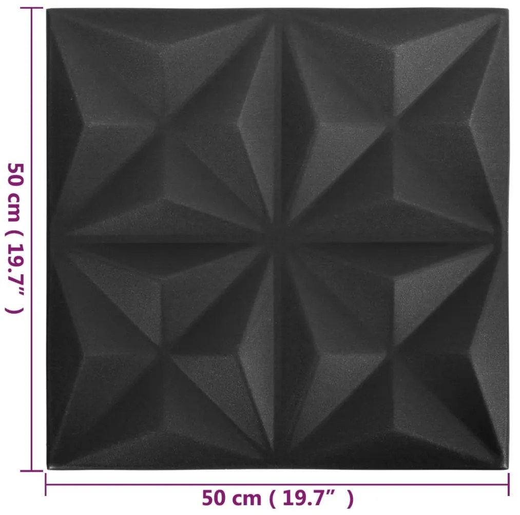vidaXL Πάνελ Τοίχου 3D 24 τεμ. Μαύρο Origami 50 x 50 εκ. 6 μ²