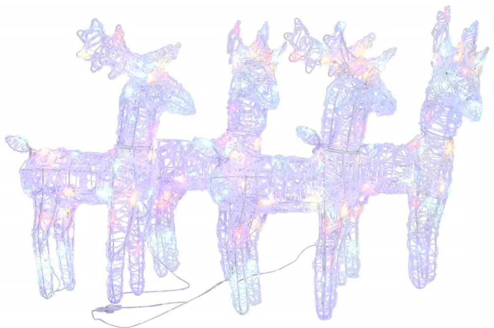 vidaXL Χριστουγεννιάτικοι Τάρανδοι 4 τεμ. 160 LED Πολύχρωμοι Ακρυλικοί