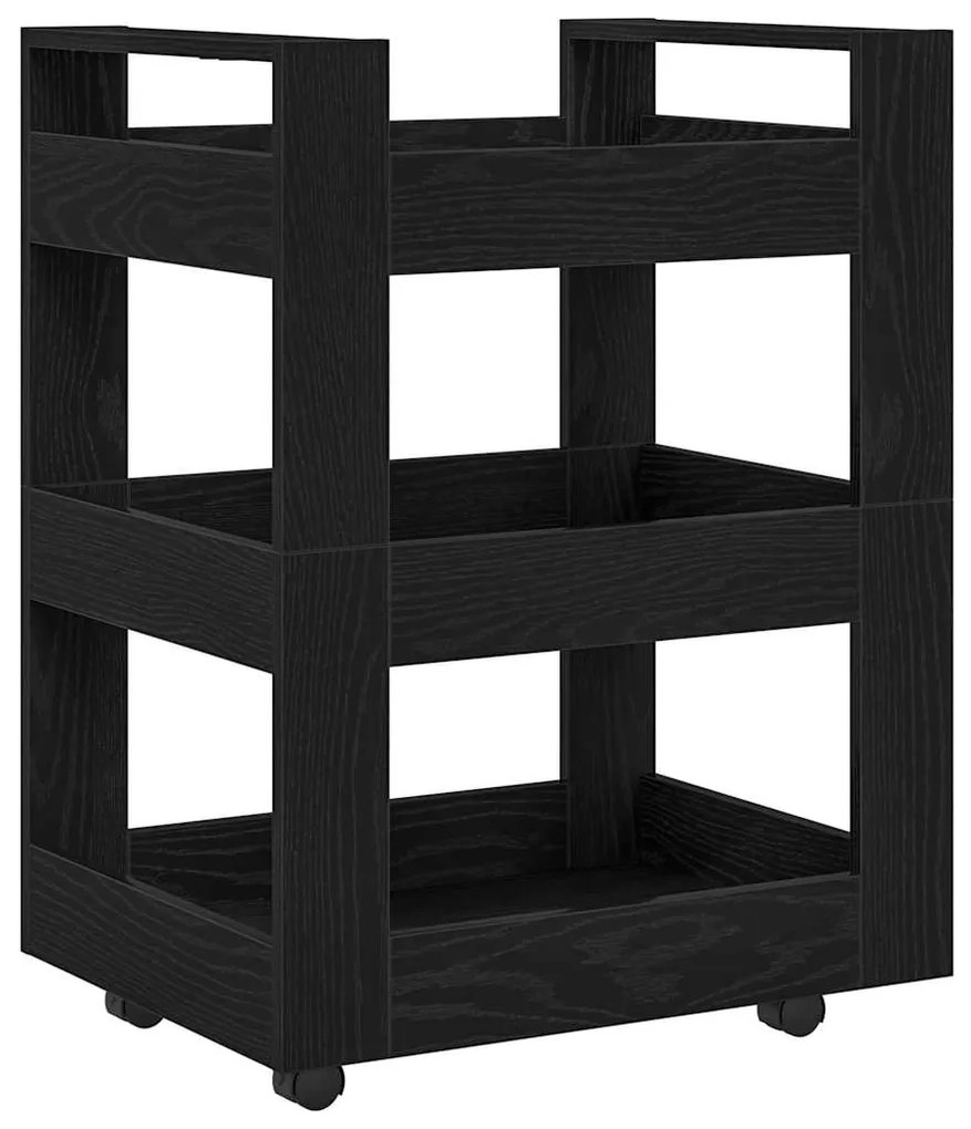 vidaXL Καρότσι Κουζίνας Μαύρη δρυς 60 x 45 x 80 εκ Επεξεργασμένο ξύλο