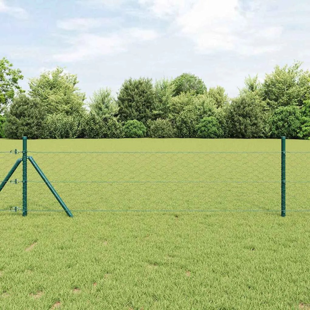 vidaXL Hexagon Fence Πράσινο 0.5x100 μ Χάλυβας