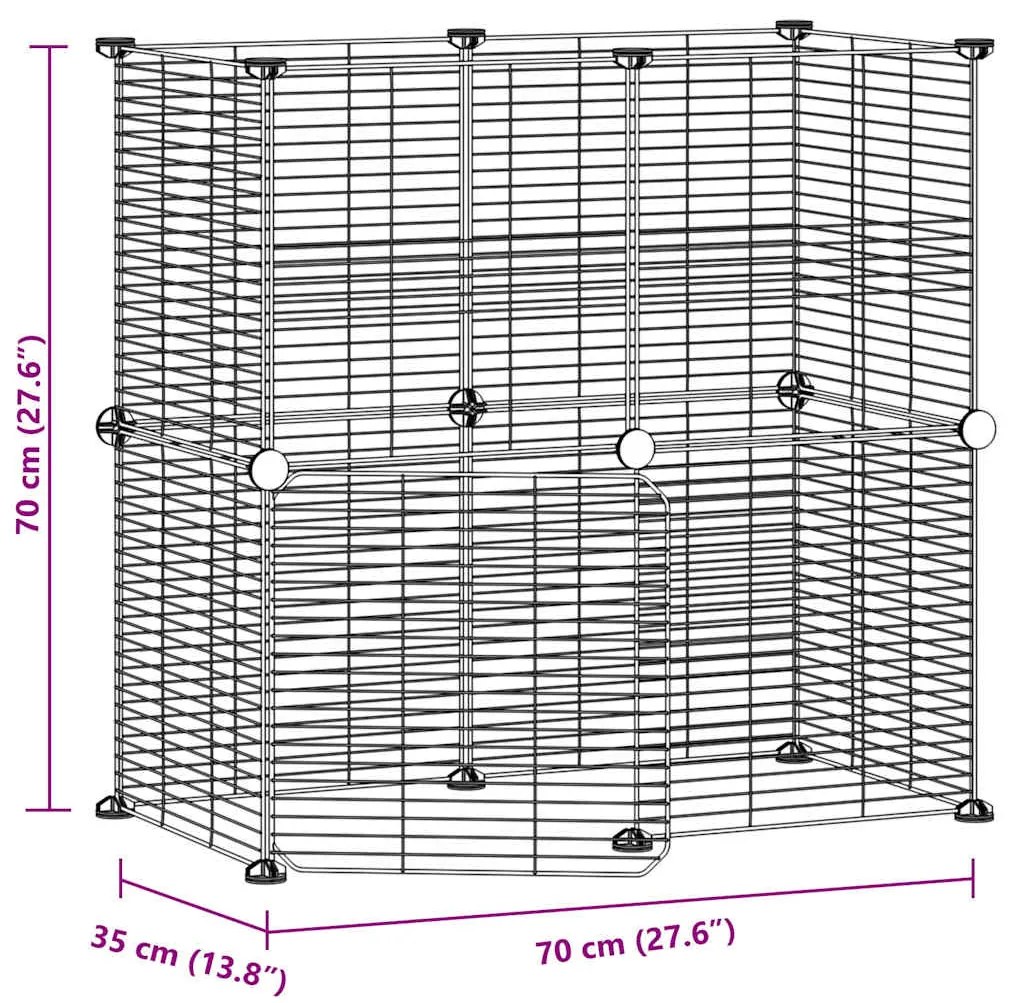 vidaXL Κλουβί Κατοικίδιων με 12 Πάνελ + Πόρτα Μαύρο 35 x 35εκ Ατσάλινο