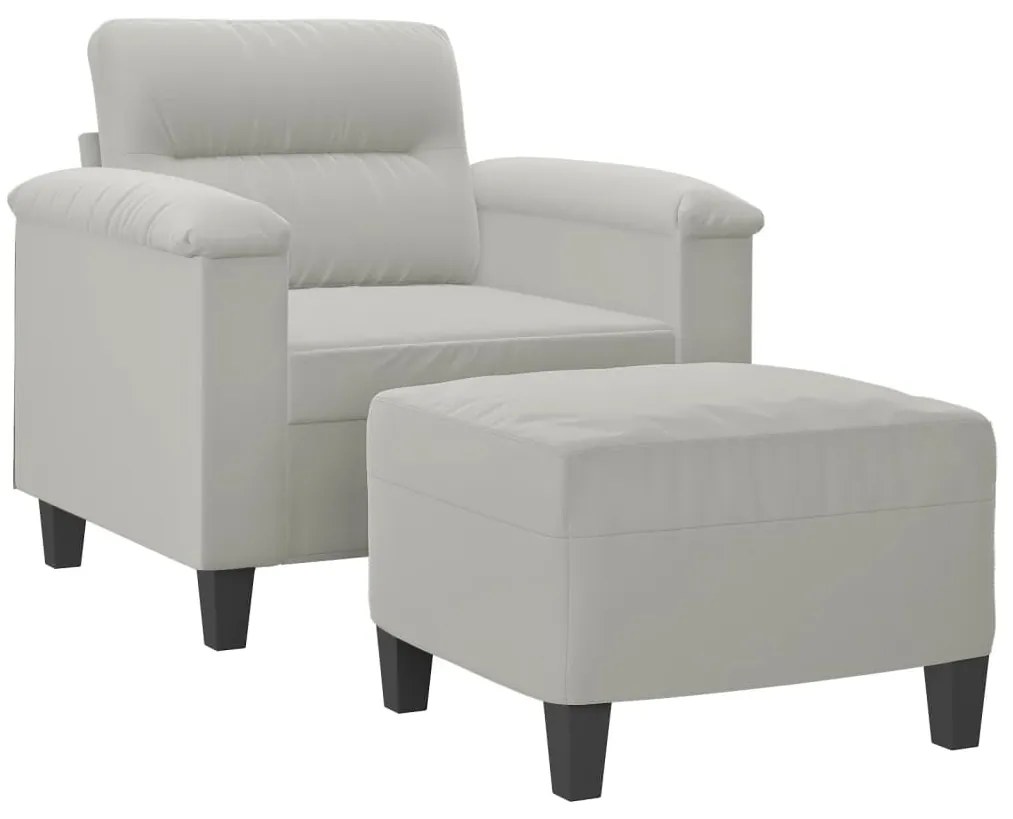 vidaXL Πολυθρόνα Αν. Γκρι 60 εκ. από Ύφασμα Μικροϊνών με Υποπόδιο