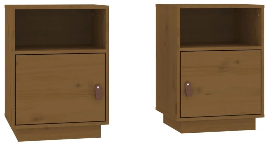 vidaXL Κομοδίνο 2 τεμ. Καφέ Μελί 40x34x55 εκ από Μασίφ Ξύλο Πεύκου