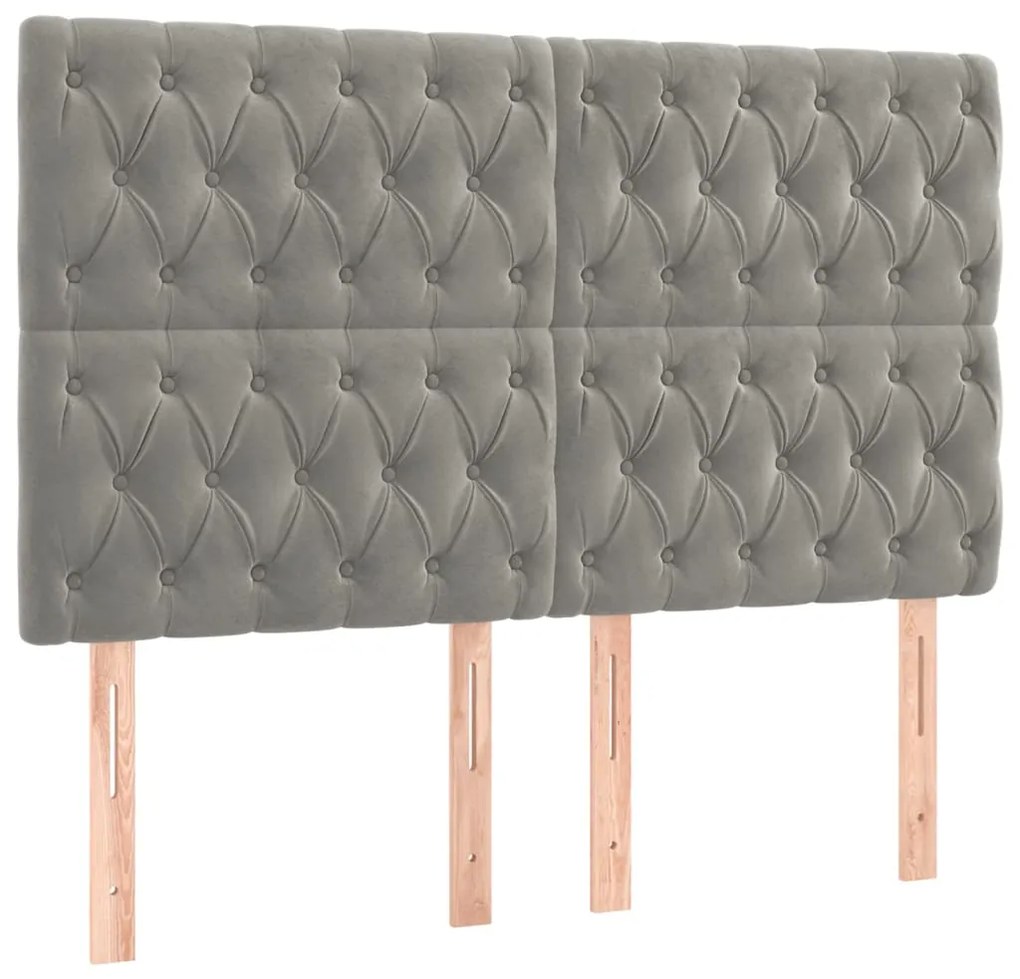 vidaXL Κρεβάτι Boxspring με Στρώμα &amp; LED Αν.Γκρι 140x200 εκ. Βελούδινο