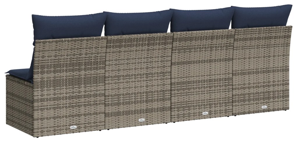 vidaXL Καναπές Κήπου με μαξιλάρι Γκρι 220 x 62 x 69 εκ συνθετικό ρατάν