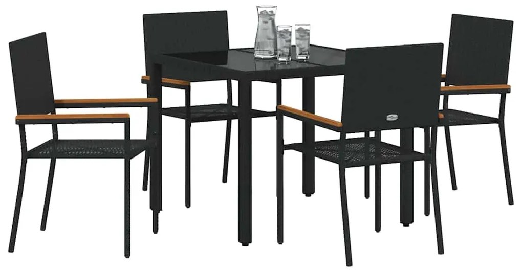 vidaXL Σέτ φαγητού για κήπο 5 pcs Μαύρο 90 x 90 x 75 cm
