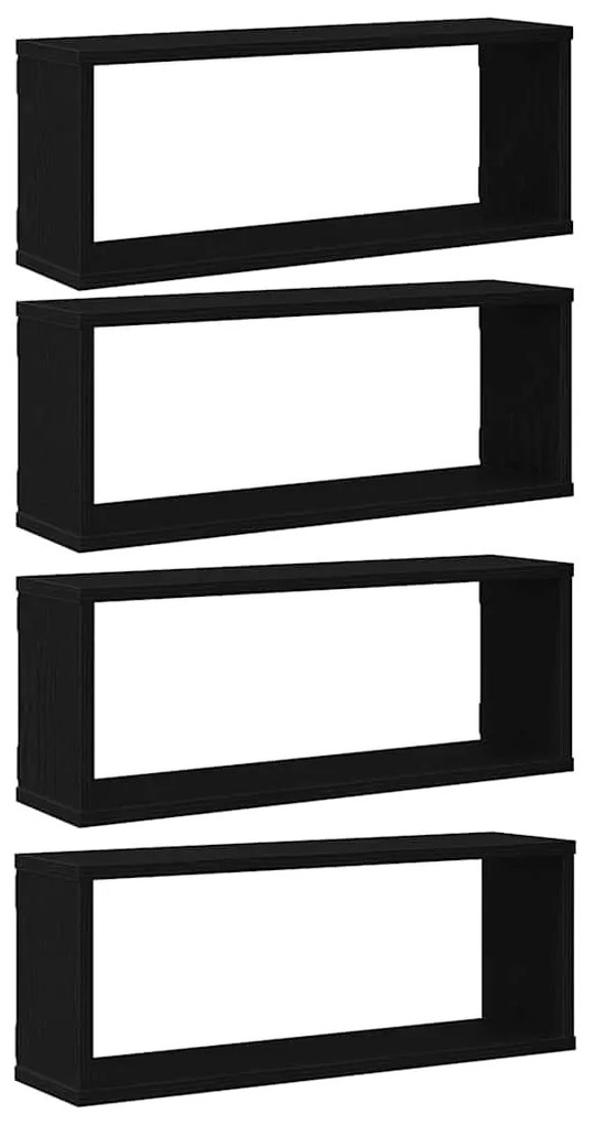 vidaXL Ράφια Τοίχου με ράφι Επιτοίχιο 4 pcs Μαύρη δρυς 60 x 15 x 23 cm