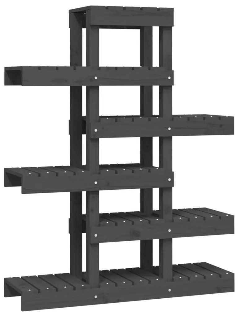 vidaXL Βάση Γλάστρας Γκρι 85 x 25 x 109,5 εκ. από Μασίφ Ξύλο Πεύκου