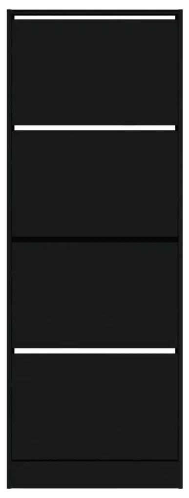 vidaXL Παπουτσοθήκη Μαύρη 60x21x163,5 εκ. από Επεξεργασμένο Ξύλο