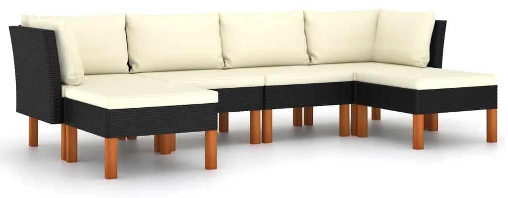 vidaXL Σαλόνι Κήπου 6 Τεμαχίων Μαύρο από Συνθετικό Ρατάν με Μαξιλάρια