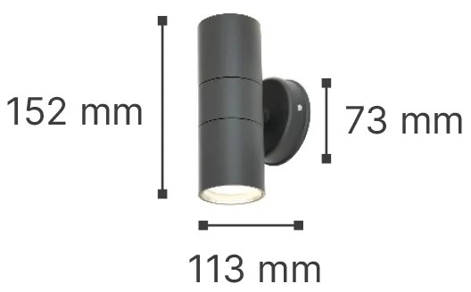 Φωτιστικό τοίχου Ouachita 2xGU10 Outdoor Up-Down Wall Lamp Grey D15.2cmx11.3cm (80200634) - Γυαλί - 80200634