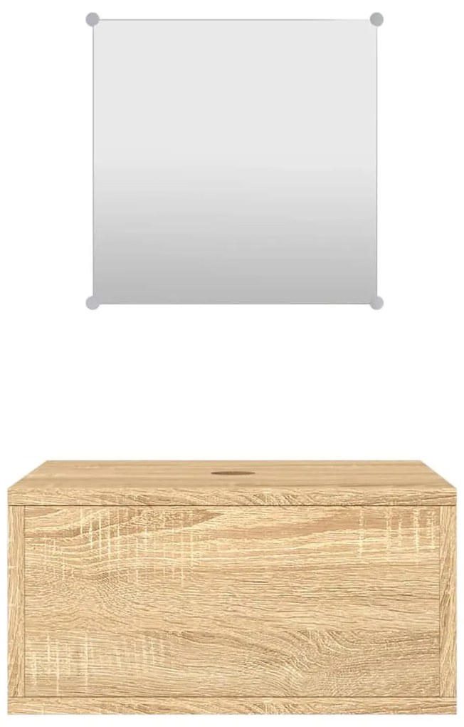 vidaXL Σετ Επίπλων Μπάνιου 2 Τεμαχίων Δρυς από Επεξεργ. Ξύλο