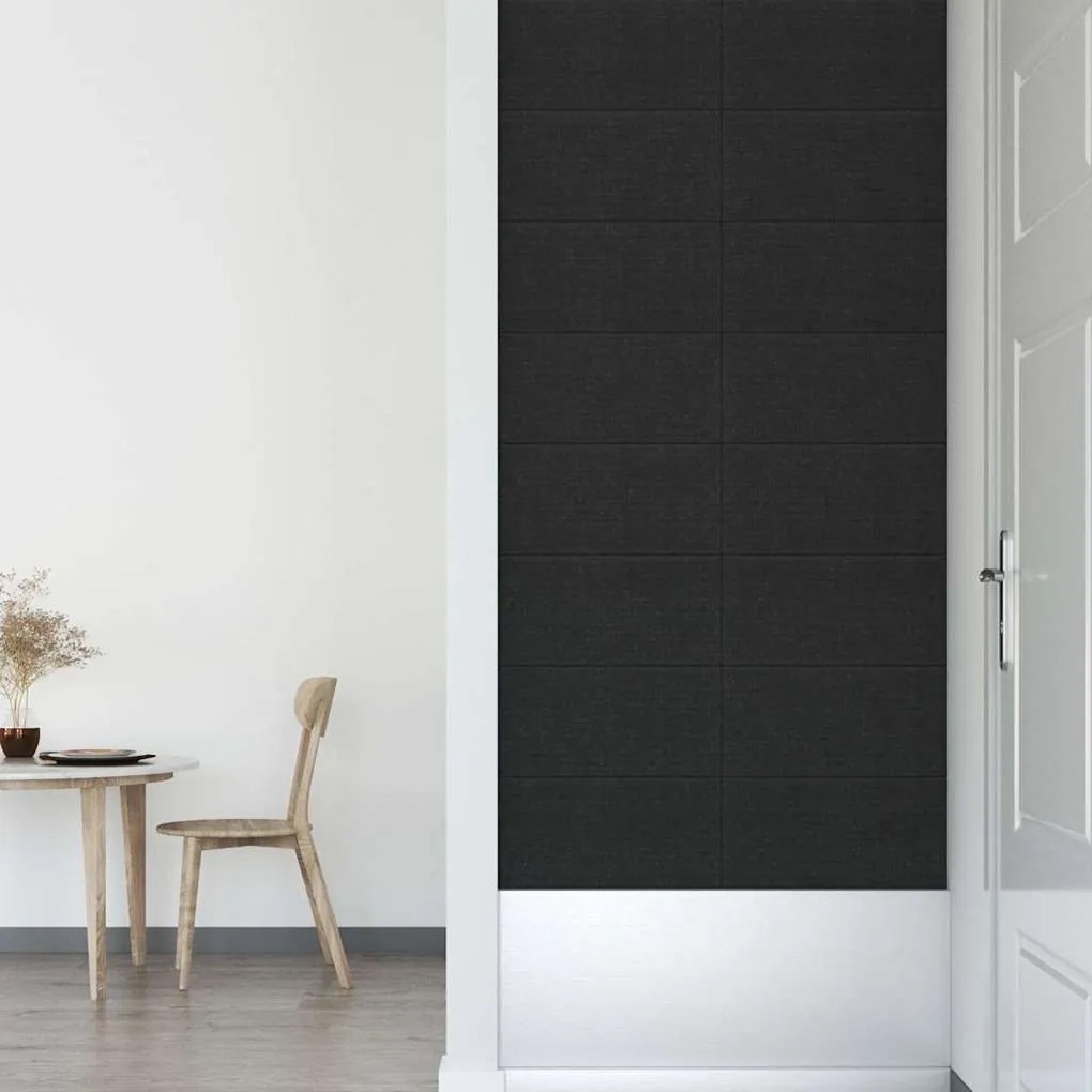 vidaXL Πάνελ Τοίχου 12 τεμ. Μαύρος 60 x 30 εκ. 2,16 μ² Υφασμάτινα
