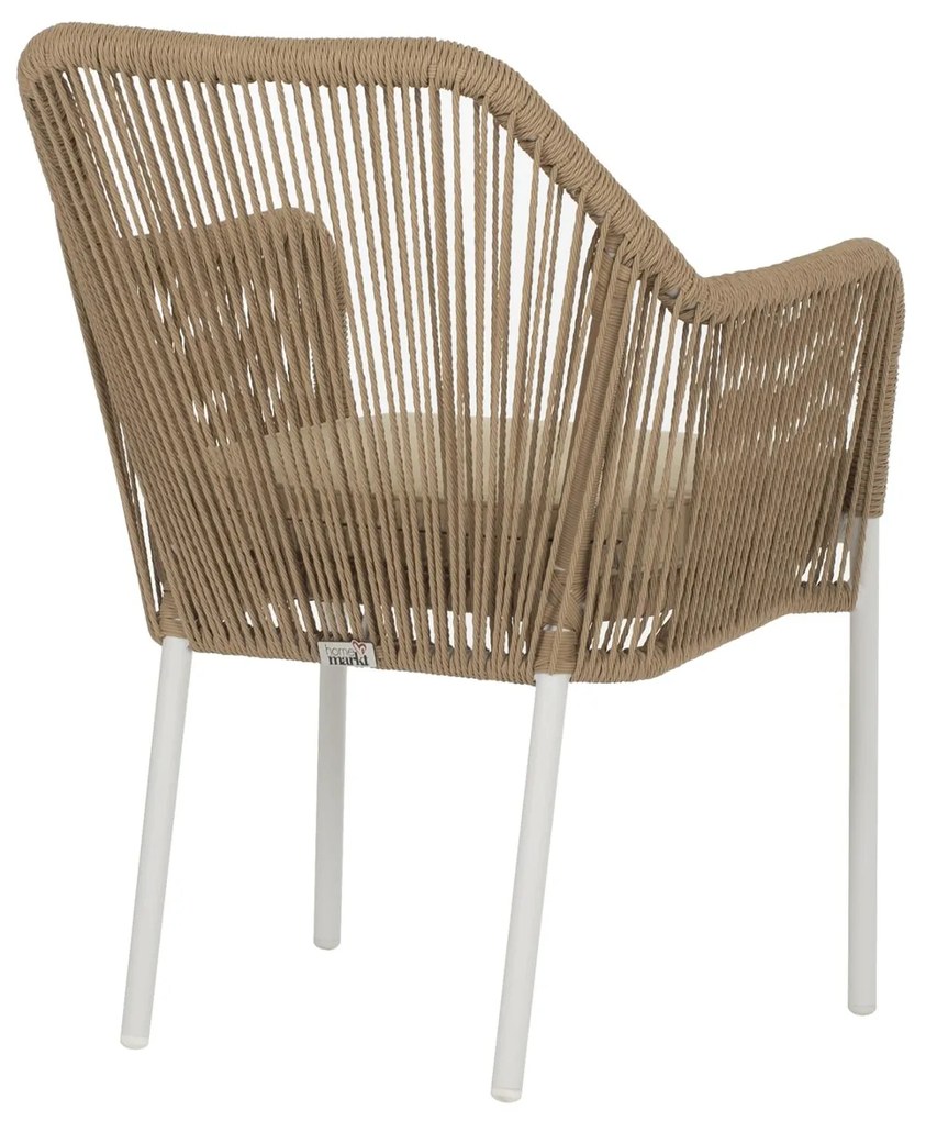 Καρέκλα - Πολυθρόνα C5855.01 Λευκή Αλουμινίου με Μπέζ Wicker Σχοινί 56x66x82 εκ. 56x66x82 εκ.