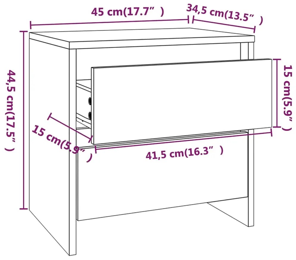 Κομοδίνο Sonoma Δρυς 45x34,5x44,5 εκ. από Επεξεργασμένο Ξύλο - Καφέ