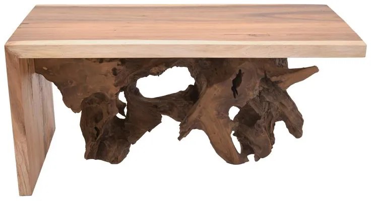 Τραπέζι σαλονιού Cardi Inart καρυδί teak ξύλο 110x60x50εκ 110x60x50 εκ.