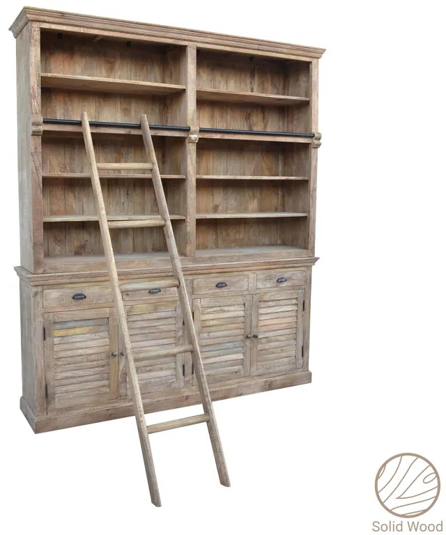 Βιβλιοθήκη Bookie Inart αντικέ λευκό μασίφ mango ξύλο 200x42x230εκ