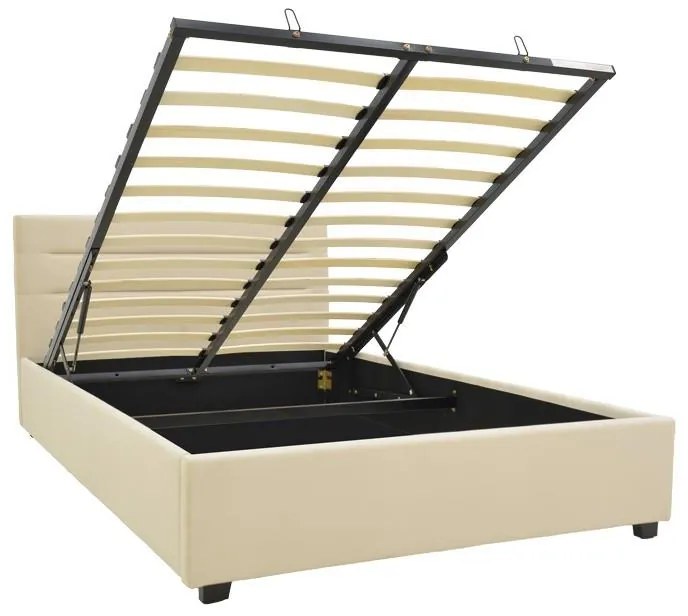 Επενδυμένο Κρεβάτι Molito Ημίδιπλο με Αποθηκευτικό χώρο Βελούδο Εκρού 120x200εκ. 128x214x91 εκ.