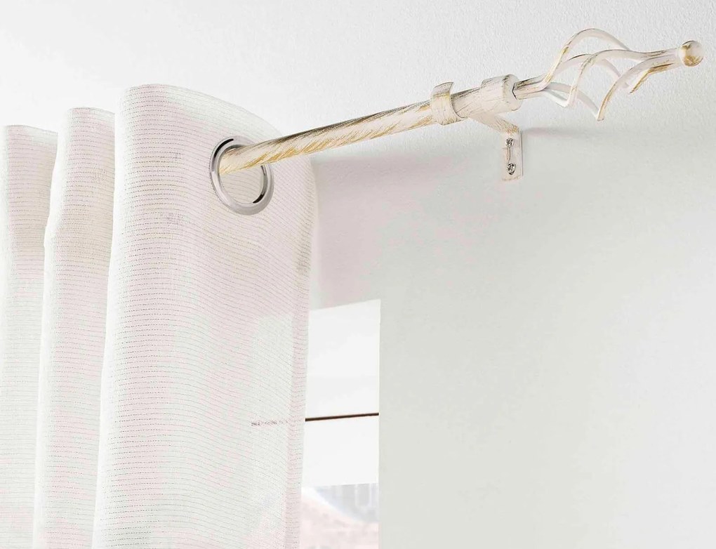Μονό Κουρτινόξυλο Twisty Douceur d'intérieur με διάμετρο 19mm και επέκταση 120 - 210cm - White/Gold