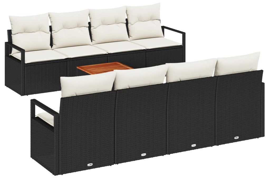vidaXL Σετ Καναπέ Κήπου 9 pcs Μαύρος, λευκός Large