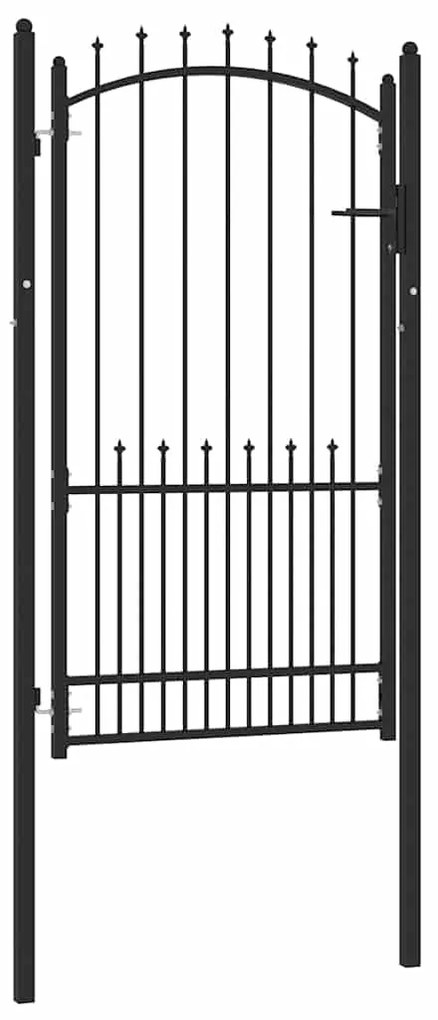 vidaXL Πύλη Φράχτη Μαύρο 100 x 175 cm Ατσάλι με Επικάλυψη Πούδρας