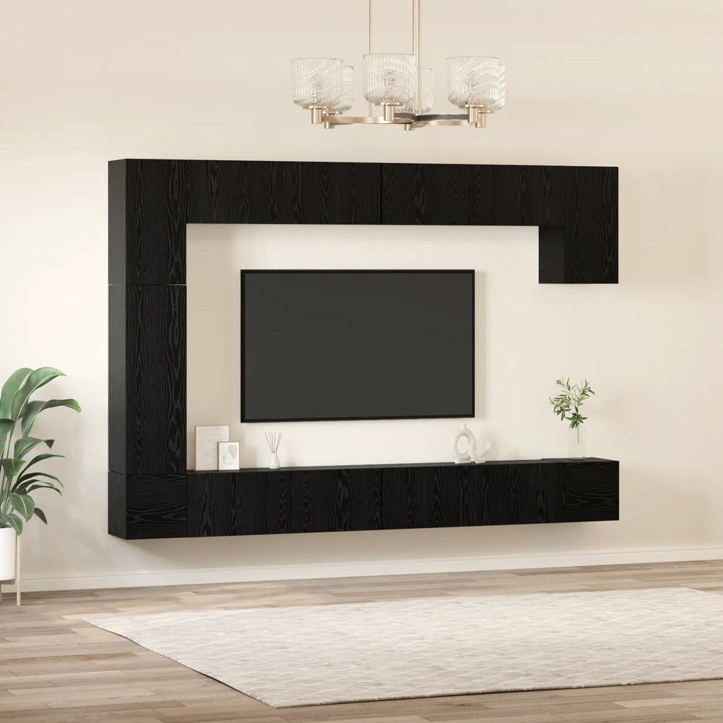 vidaXL Σετ επίπλου τηλεόρασης 9 pcs Μαύρη δρυς 100 x 30 x 30.5 εκ.