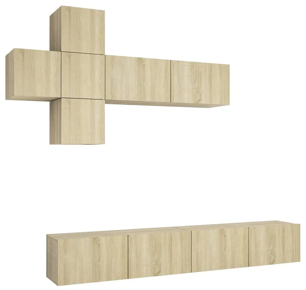 vidaXL Έπιπλα Τηλεόρασης Σετ 7 Τεμαχίων Sonoma Δρυς από Μοριοσανίδα