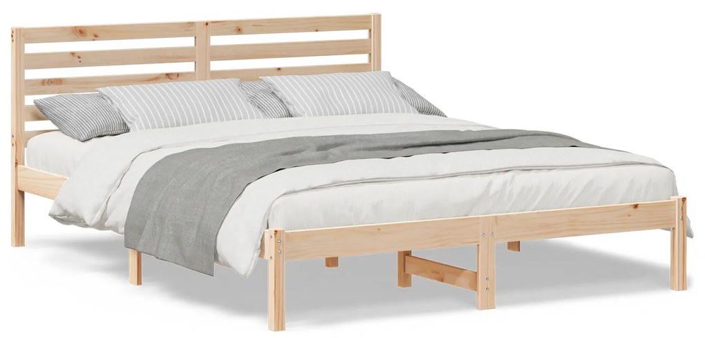 vidaXL Σκελετός Κρεβατιού Καφέ 150 x 200 cm Συμπαγές ξύλο πεύκου