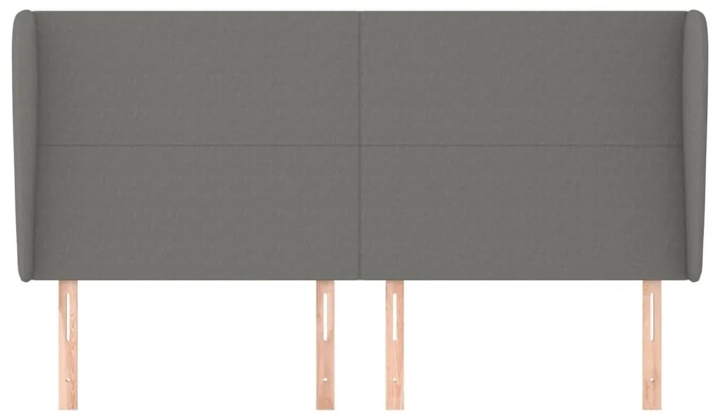 Κεφαλάρι με Πτερύγια Σκούρο Γκρι 163x23x118/128 εκ. Υφασμάτινο - Γκρι