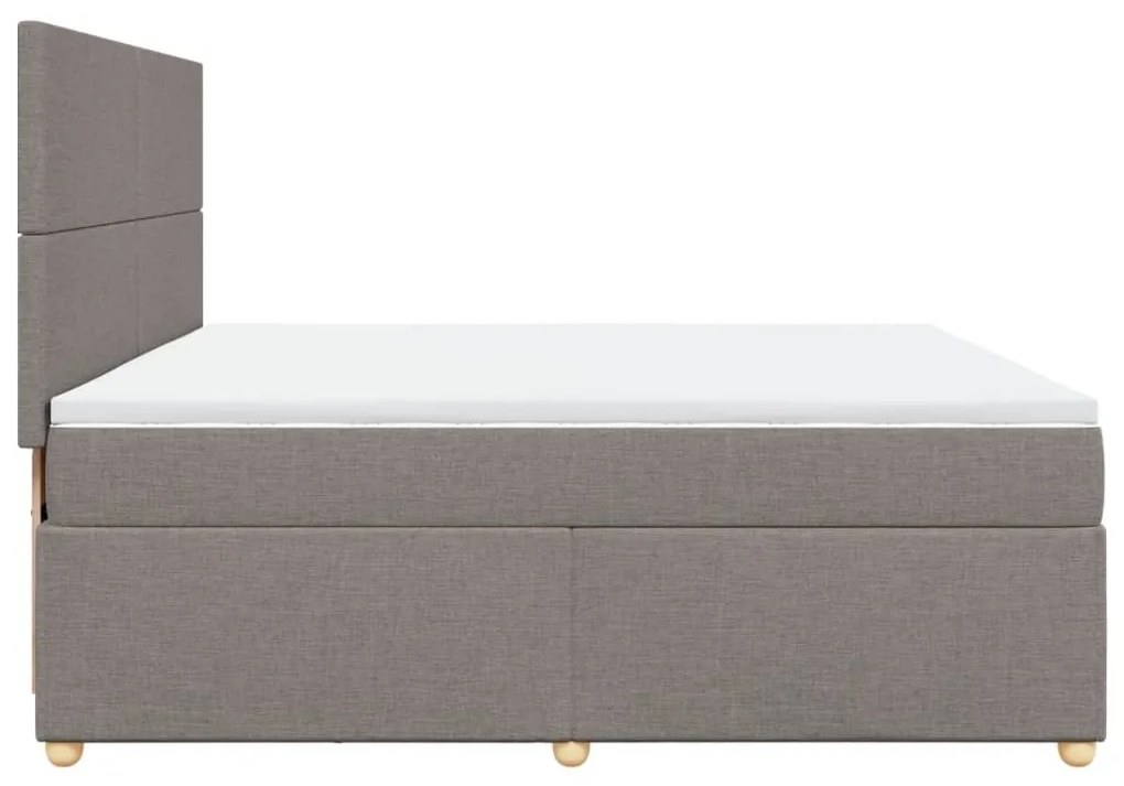 Κρεβάτι Boxspring με Στρώμα Taupe 200x200 εκ. Υφασμάτινο - Μπεζ-Γκρι