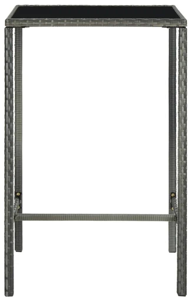 vidaXL Τραπέζι Μπαρ Κήπου Γκρι 70x70x110 εκ. Συνθετικό Ρατάν/Γυαλί