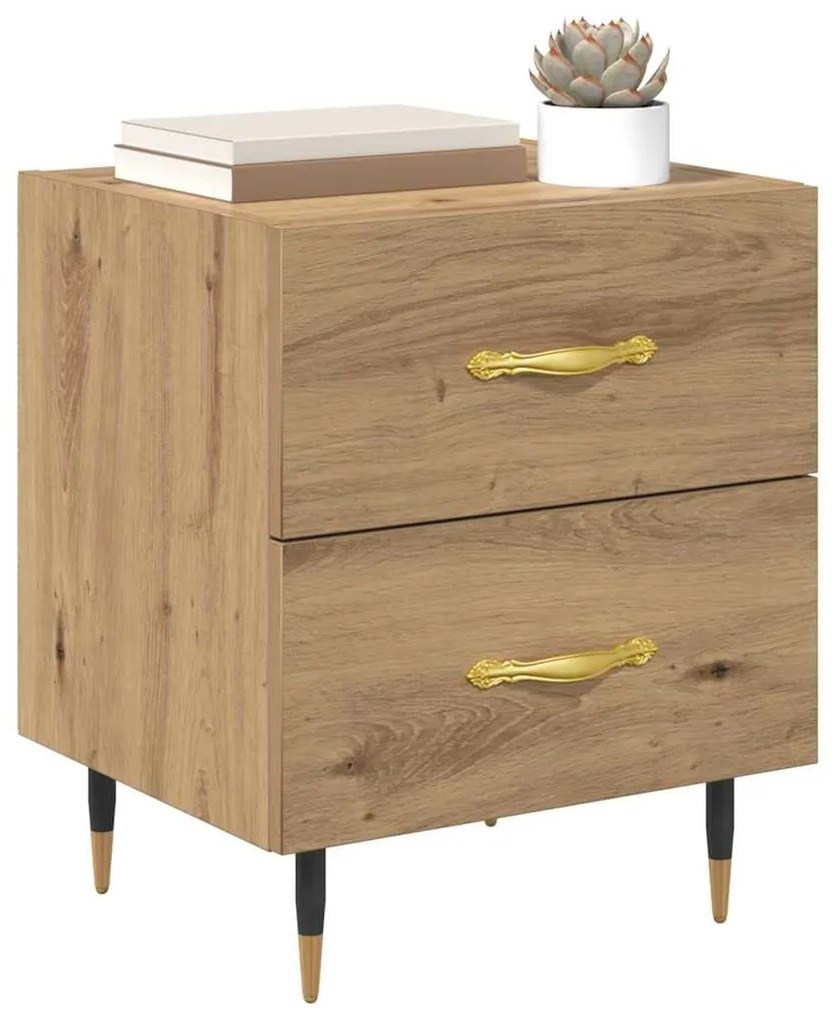 vidaXL Κομοδίνο με συρτάρι 2 pcs artisan δρυς 40 x 35 x 47.5 εκ