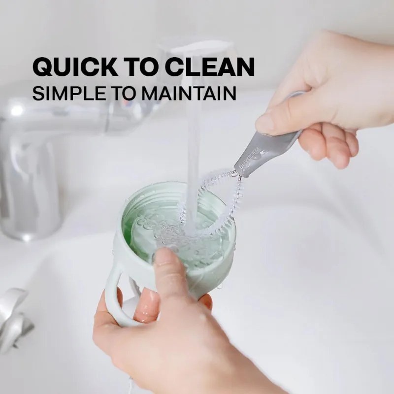 Buydeem CD1017-OW φορητή φιάλη ποτών, 500 ml, Ενσωματωμένο καλαμάκι, Αδιάβροχο, Ανθεκτικό στη θερμότητα γυαλί έως 150°C, Χωρίς BPA, Λευκό