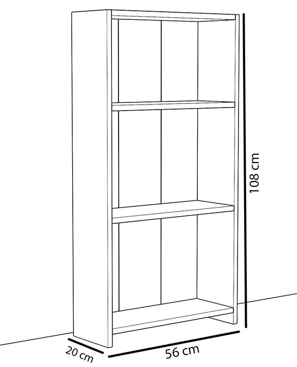 Χαμηλή βιβλιοθήκη Ferma pakoworld λευκό 56x20x108εκ - 120-000195 - 120-000195