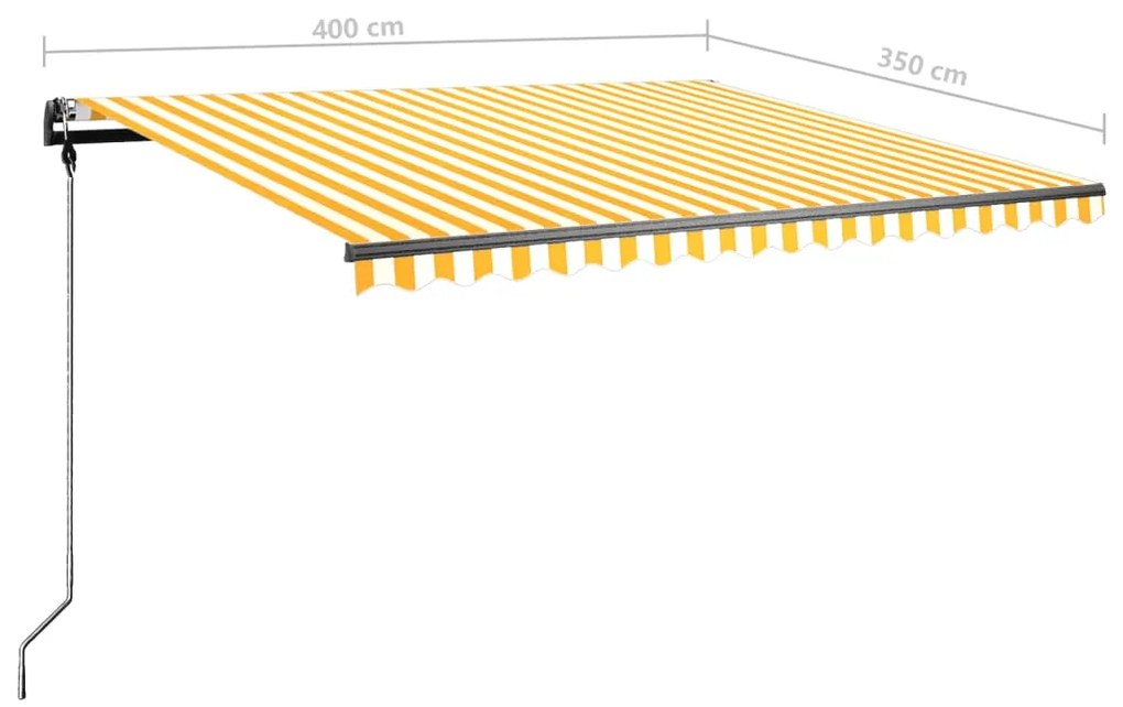 Τέντα Συρόμενη Χειροκίνητη Ανεξάρτητη Κίτρινο/Λευκό 400x350εκ. - Κίτρινο