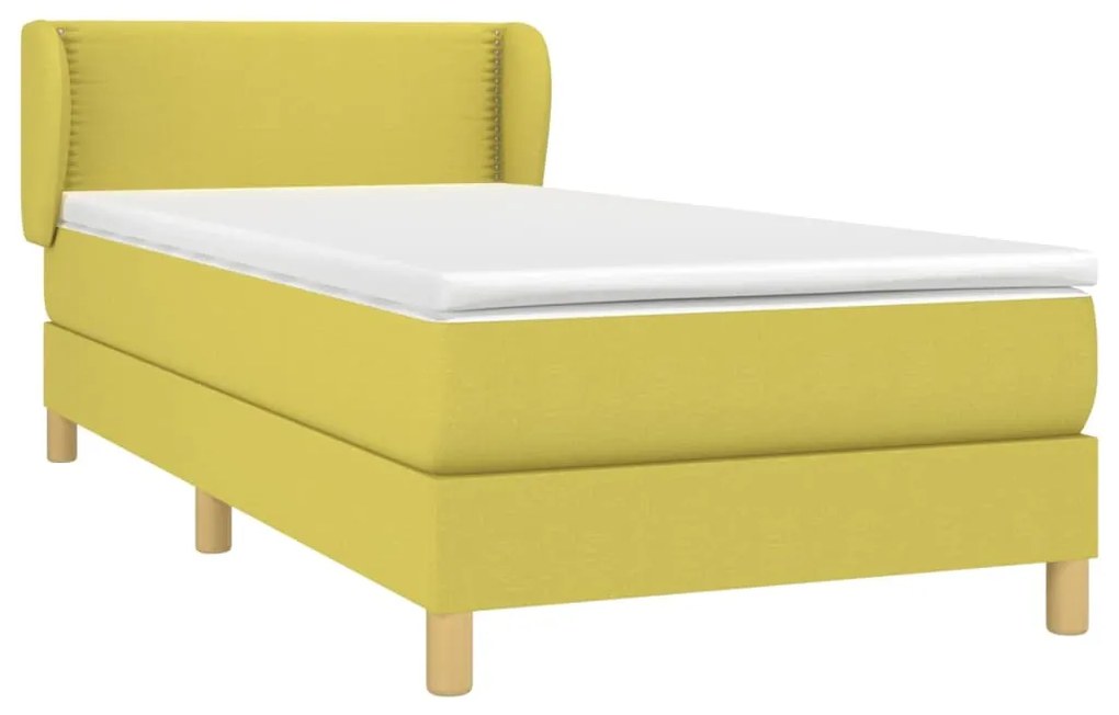 vidaXL Κρεβάτι Boxspring με Στρώμα Πράσινο 100 x 200 εκ. Υφασμάτινο