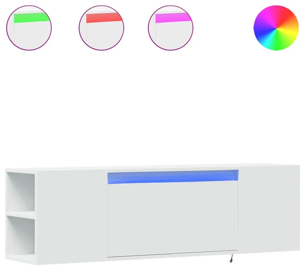 vidaXL Έπιπλο Τοίχου Τηλεόρασης με LED Λευκό 135x31x39,5 εκ.