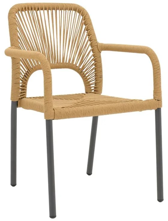 Aluminum armchair Norture stackable anthracite frame-natural rattan 57x63x82cm 57x63x82 εκ.