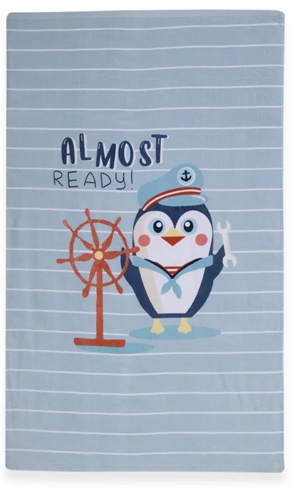 Πετσέτα Θαλάσσης Παιδική Penguin Light Blue Nef-Nef Homeware Θαλάσσης 70x120cm 100% Βαμβάκι
