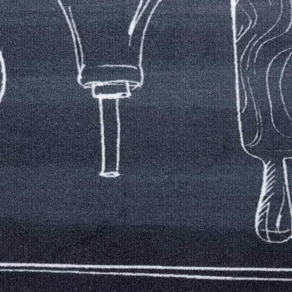 vidaXL Χαλί Κουζίνας Toile Μαύρο 300 x 60 εκ Βελούδο