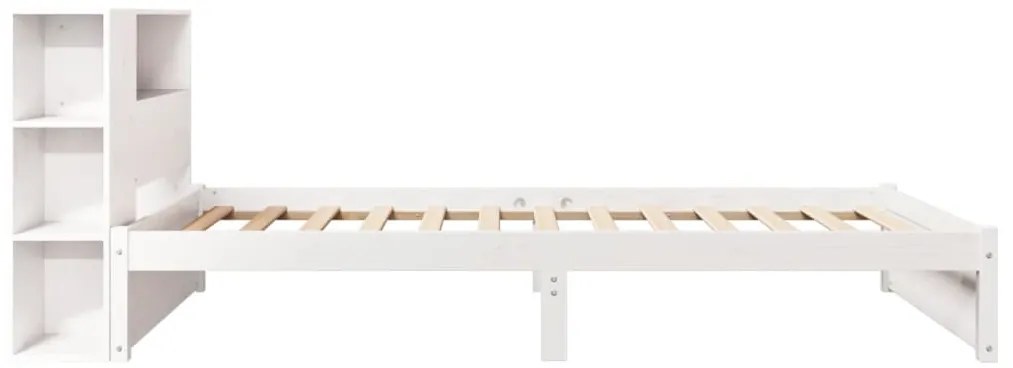 vidaXL Κρεβάτι Βιβλιοθήκη Χωρίς Στρώμα Λευκό 75x190 εκ Μασίφ Πεύκο