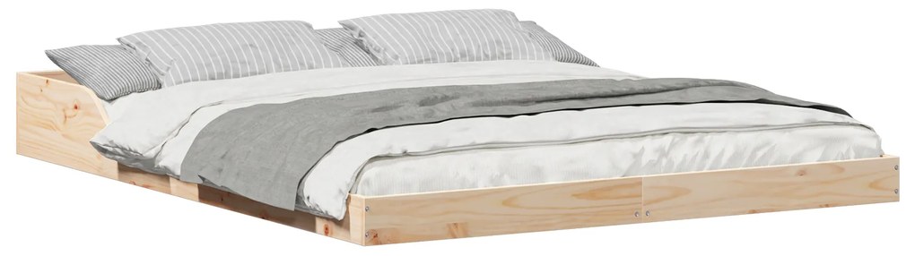 vidaXL Σκελετός Κρεβατιού Καφέ 140 x 220 cm Μασίφ ξύλο πεύκου